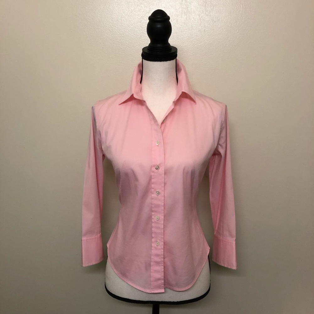 Pink 3/4 sleeves button down shirt